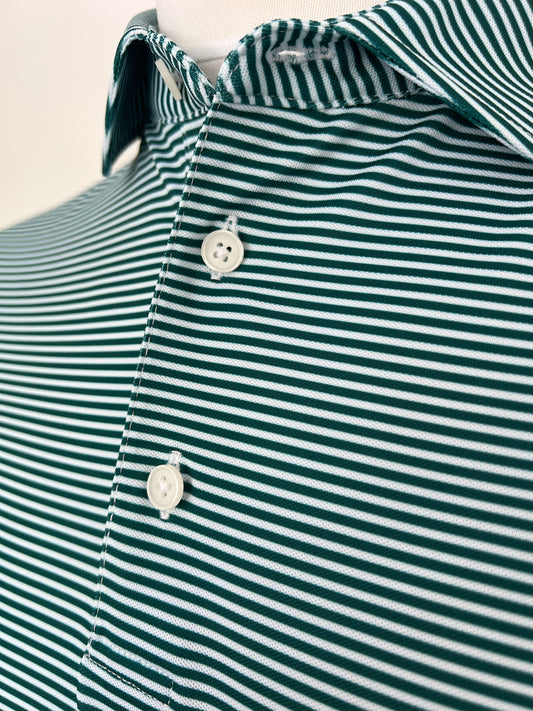 Classic Piqué Polo - Forest Green & White Stripe