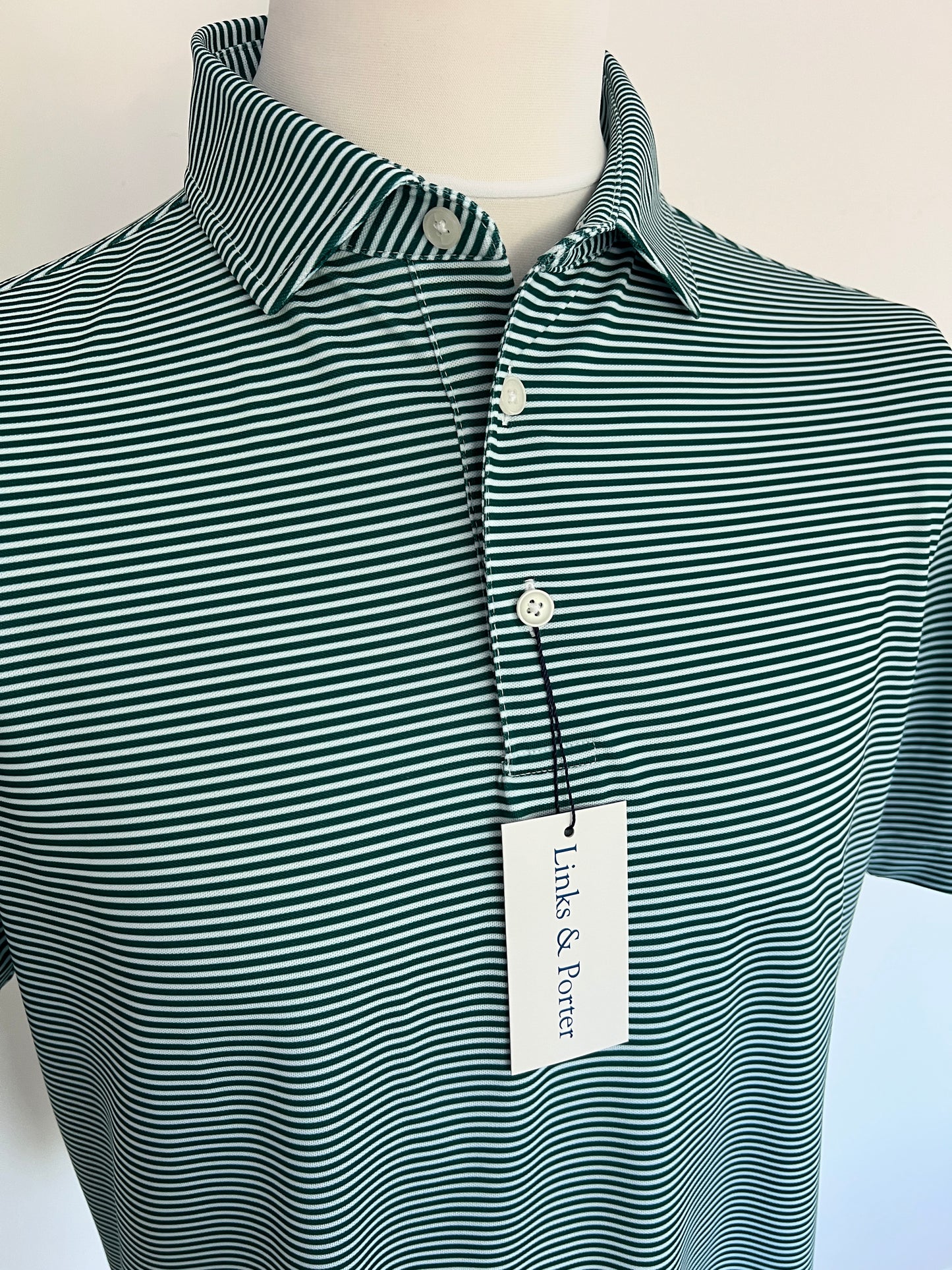 Classic Piqué Polo - Forest Green & White Stripe