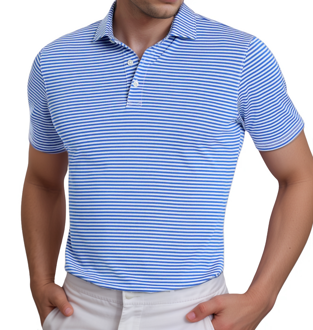 Classic Piqué Polo - Quilt Blue & White